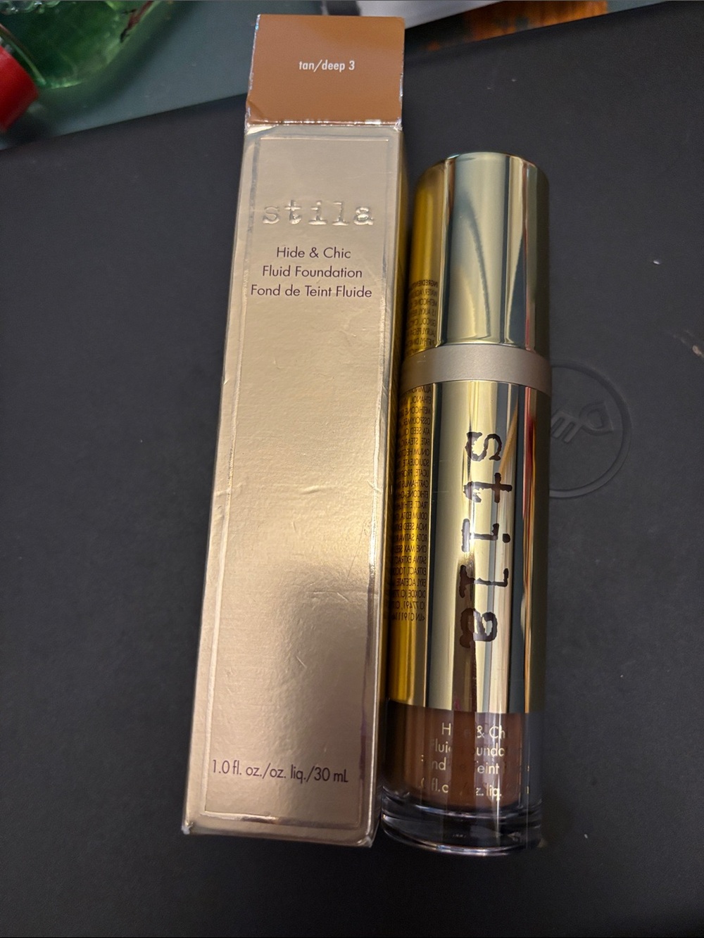 Stila Hide & Chic Fluid Foundation in Tan/Deep 3 - Gold Pump Bottle